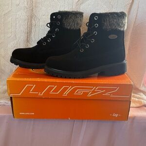 Lugz Women's Black Combat Boots with Faux Fur